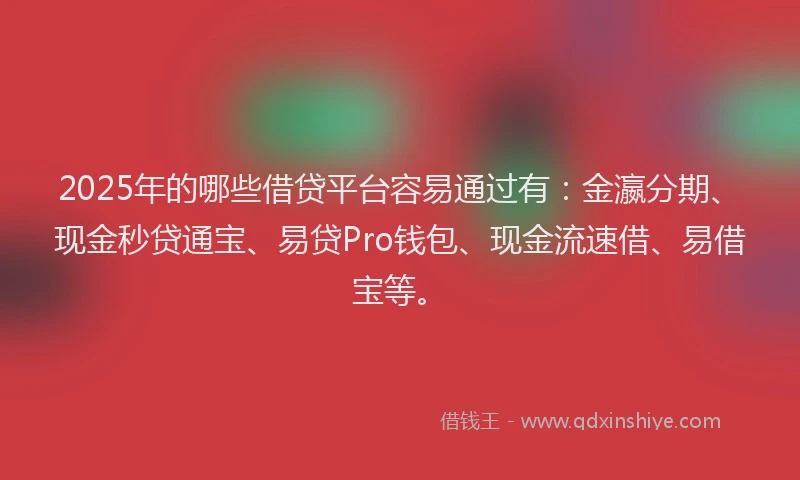 2025年的哪些借贷平台容易通过有：金瀛分期、现金秒贷通宝、易贷Pro钱包、现金流速借、易借宝等。
