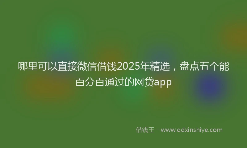 哪里可以直接微信借钱2025年精选，盘点五个能百分百通过的网贷app