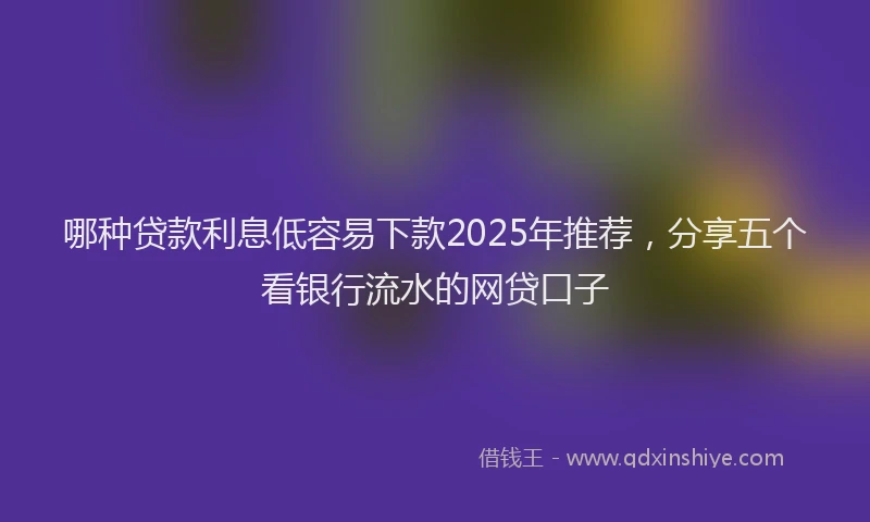 哪种贷款利息低容易下款2025年推荐，分享五个看银行流水的网贷口子