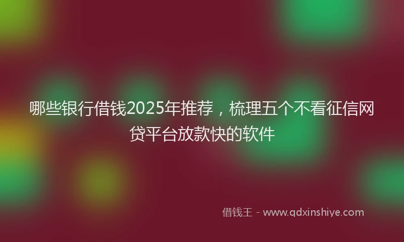 哪些银行借钱2025年推荐，梳理五个不看征信网贷平台放款快的软件