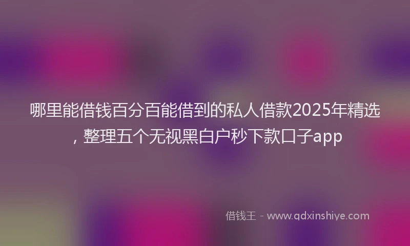 哪里能借钱百分百能借到的私人借款2025年精选，整理五个无视黑白户秒下款口子app