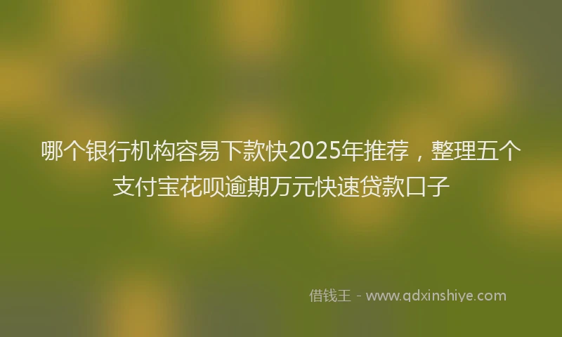 哪个银行机构容易下款快2025年推荐，整理五个支付宝花呗逾期万元快速贷款口子