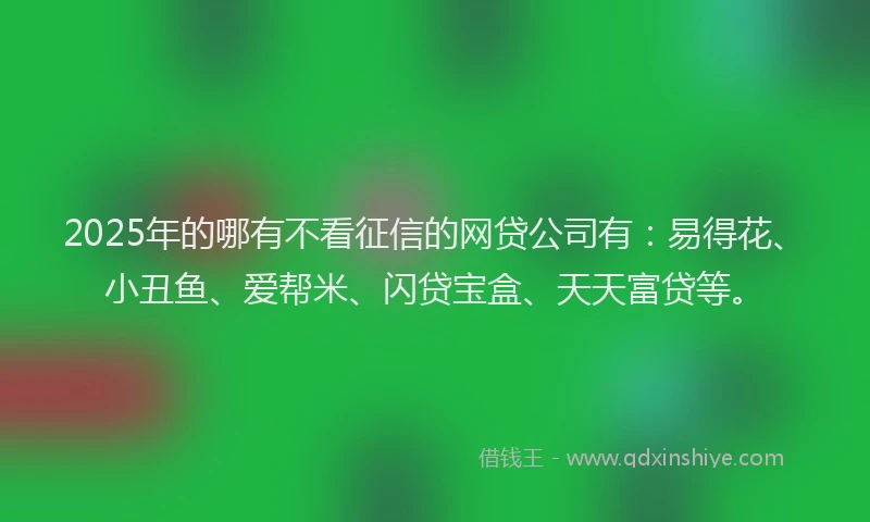 2025年的哪有不看征信的网贷公司有：易得花、小丑鱼、爱帮米、闪贷宝盒、天天富贷等。