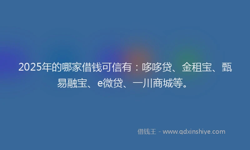 2025年的哪家借钱可信有：哆哆贷、金租宝、甄易融宝、e微贷、一川商城等。