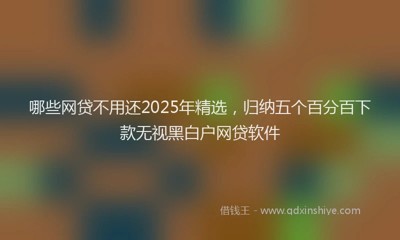 哪些网贷不用还2025年精选，归纳五个百分百下款无视黑白户网贷软件