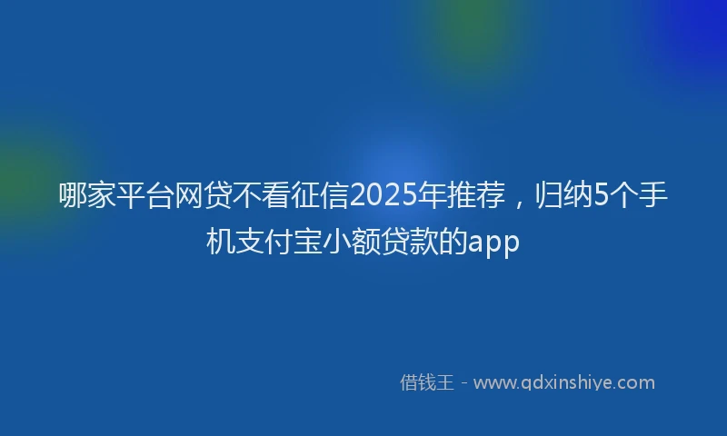 哪家平台网贷不看征信2025年推荐，归纳5个手机支付宝小额贷款的app