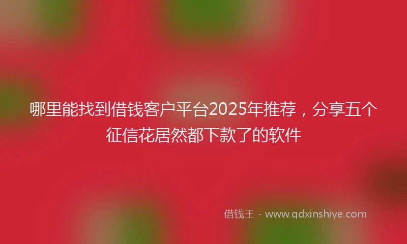 哪里能找到借钱客户平台2025年推荐，分享五个征信花居然都下款了的软件