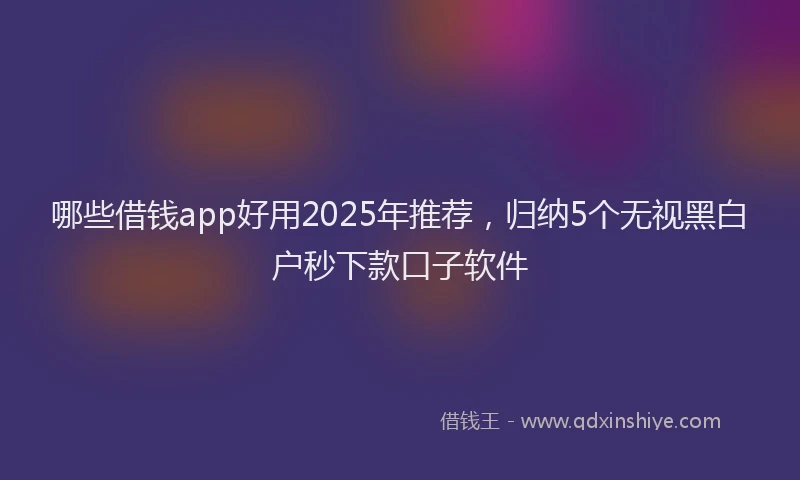 哪些借钱app好用2025年推荐，归纳5个无视黑白户秒下款口子软件