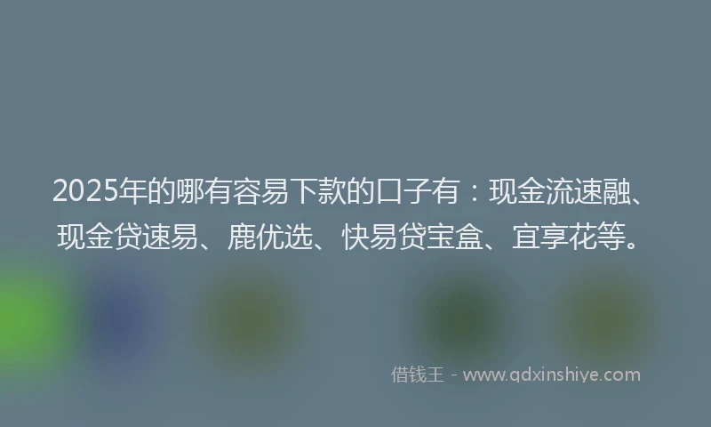 2025年的哪有容易下款的口子有：现金流速融、现金贷速易、鹿优选、快易贷宝盒、宜享花等。