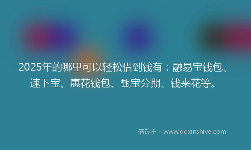 2025年的哪里可以轻松借到钱有:融易宝钱包、速下宝、惠花钱包、甄宝分期、钱来花等。