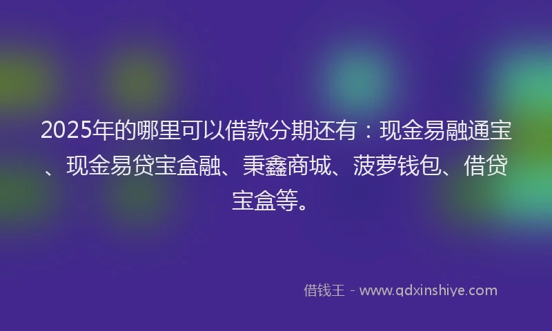 2025年的哪里可以借款分期还有：现金易融通宝、现金易贷宝盒融、秉鑫商城、菠萝钱包、借贷宝盒等。