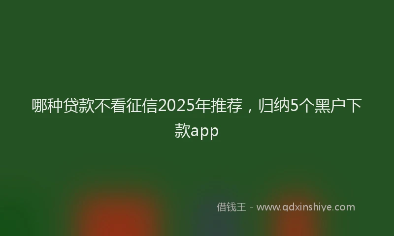 哪种贷款不看征信2025年推荐，归纳5个黑户下款app