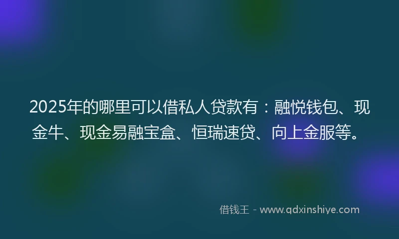 2025年的哪里可以借私人贷款有：融悦钱包、现金牛、现金易融宝盒、恒瑞速贷、向上金服等。