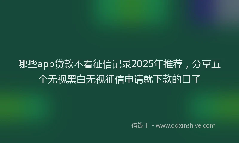 哪些app贷款不看征信记录2025年推荐，分享五个无视黑白无视征信申请就下款的口子