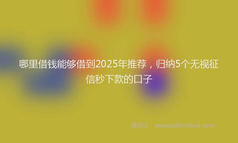 哪里借钱能够借到2025年推荐，归纳5个无视征信秒下款的口子