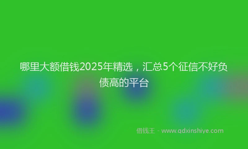 哪里大额借钱2025年精选，汇总5个征信不好负债高的平台