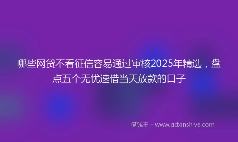 哪些网贷不看征信容易通过审核2025年精选，盘点五个无忧速借当天放款的口子