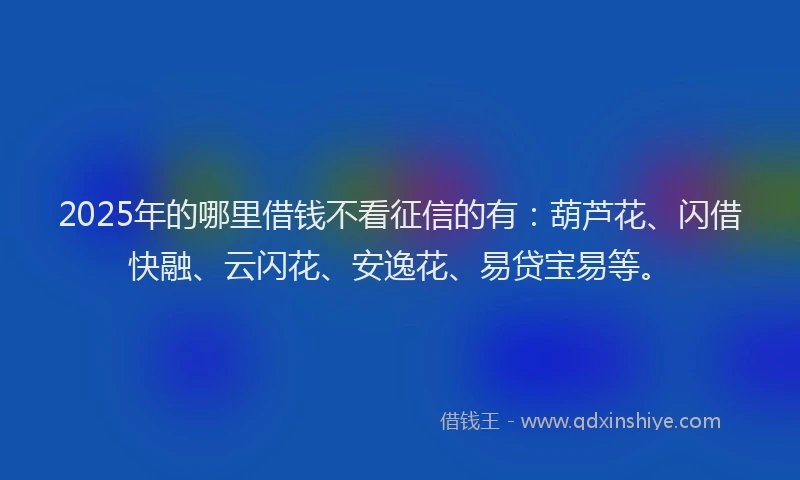 2025年的哪里借钱不看征信的有：葫芦花、闪借快融、云闪花、安逸花、易贷宝易等。