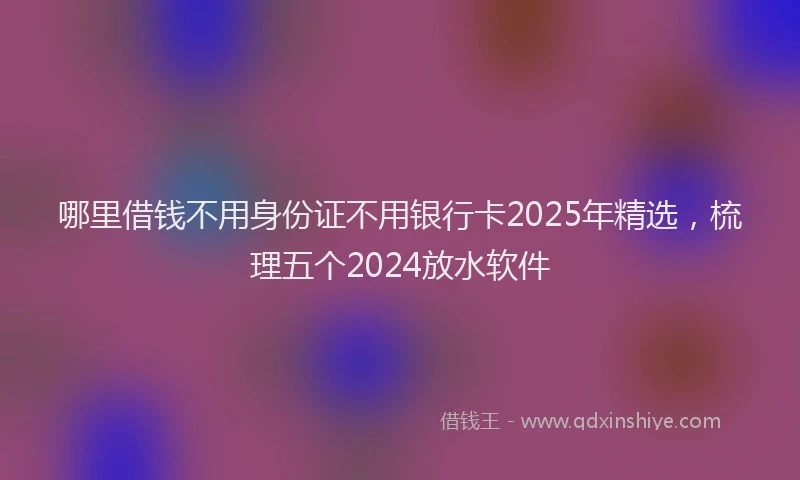 哪里借钱不用身份证不用银行卡2025年精选，梳理五个2024放水软件