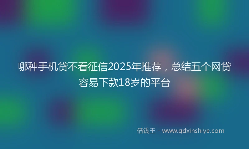 哪种手机贷不看征信2025年推荐，总结五个网贷容易下款18岁的平台