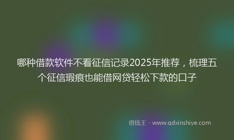 哪种借款软件不看征信记录2025年推荐，梳理五个征信瑕疵也能借网贷轻松下款的口子