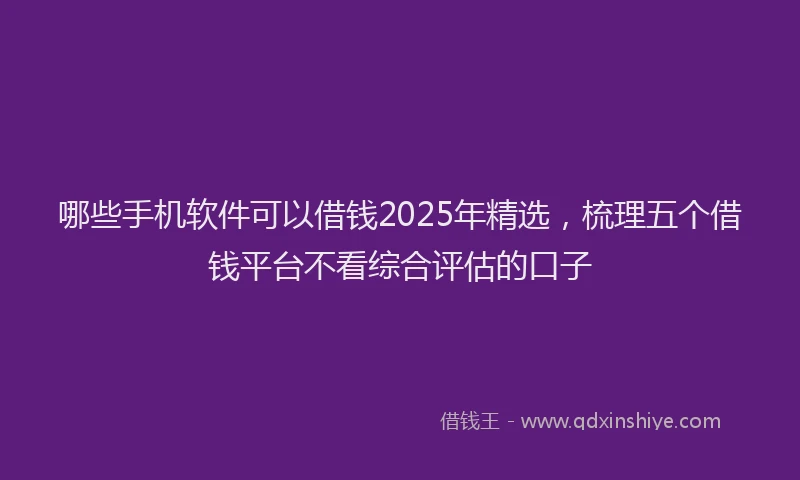 哪些手机软件可以借钱2025年精选，梳理五个借钱平台不看综合评估的口子
