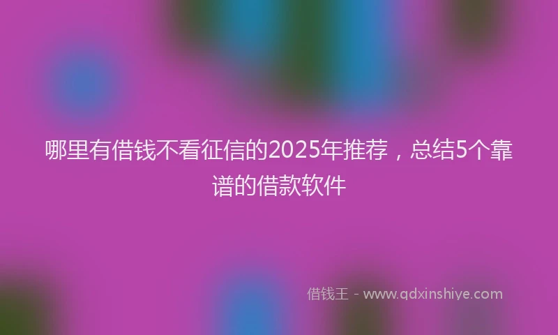 哪里有借钱不看征信的2025年推荐，总结5个靠谱的借款软件