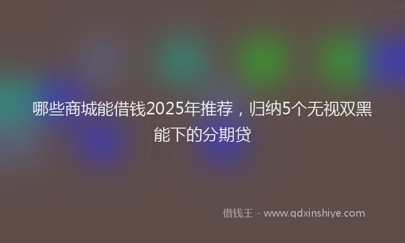 哪些商城能借钱2025年推荐，归纳5个无视双黑能下的分期贷