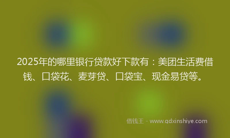 2025年的哪里银行贷款好下款有：美团生活费借钱、口袋花、麦芽贷、口袋宝、现金易贷等。