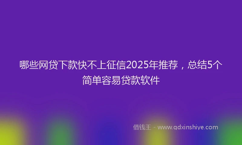 哪些网贷下款快不上征信2025年推荐，总结5个简单容易贷款软件