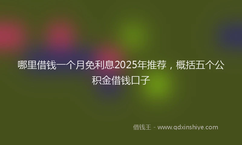 哪里借钱一个月免利息2025年推荐，概括五个公积金借钱口子