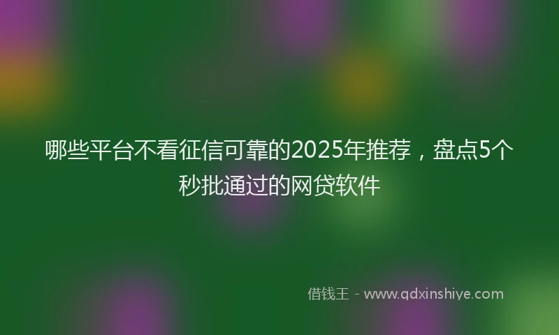 哪些平台不看征信可靠的2025年推荐，盘点5个秒批通过的网贷软件