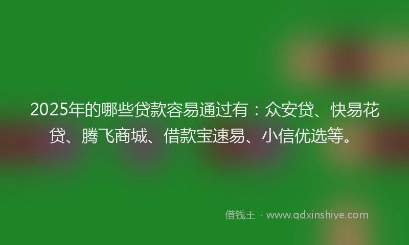 2025年的哪些贷款容易通过有：众安贷、快易花贷、腾飞商城、借款宝速易、小信优选等。