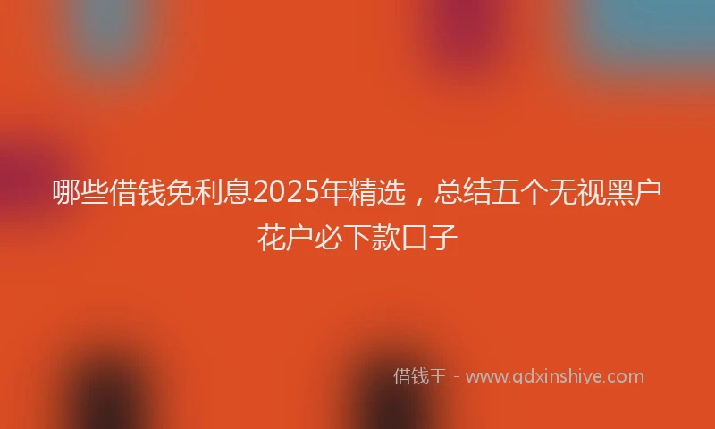哪些借钱免利息2025年精选，总结五个无视黑户花户必下款口子