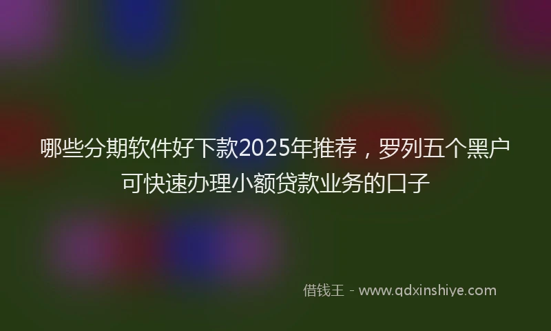 哪些分期软件好下款2025年推荐，罗列五个黑户可快速办理小额贷款业务的口子
