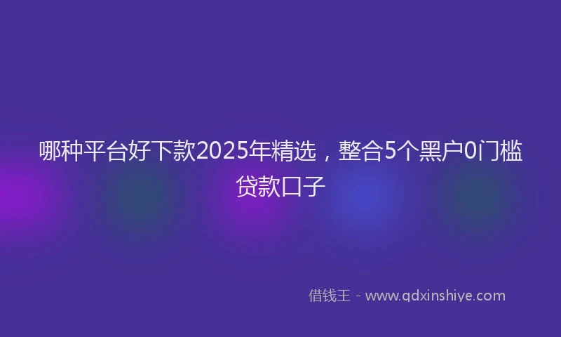 哪种平台好下款2025年精选，整合5个黑户0门槛贷款口子