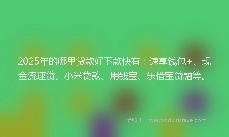 2025年的哪里贷款好下款快有：速享钱包+、现金流速贷、小米贷款、用钱宝、乐借宝贷融等。