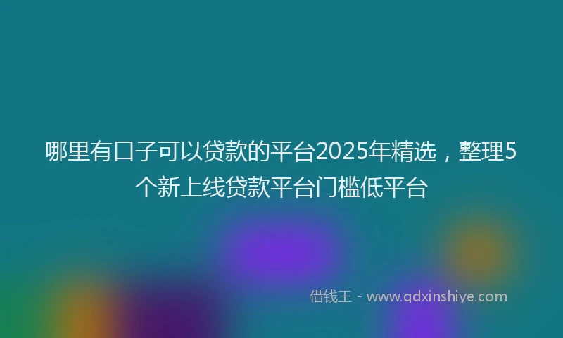 哪里有口子可以贷款的平台2025年精选，整理5个新上线贷款平台门槛低平台