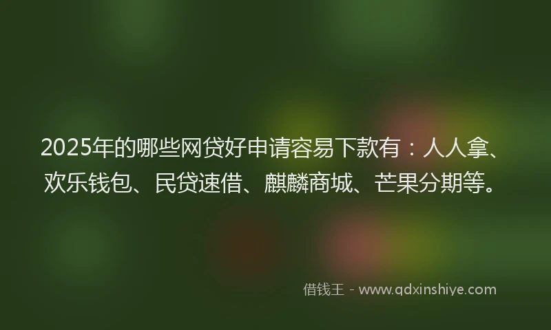 2025年的哪些网贷好申请容易下款有：人人拿、欢乐钱包、民贷速借、麒麟商城、芒果分期等。