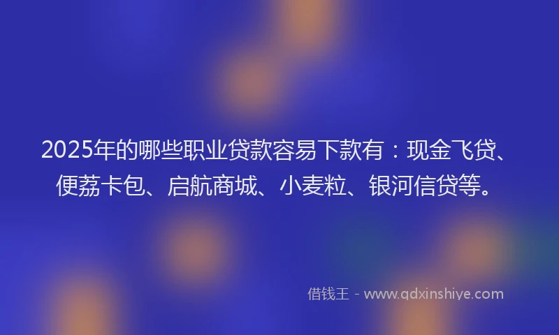 2025年的哪些职业贷款容易下款有：现金飞贷、便荔卡包、启航商城、小麦粒、银河信贷等。