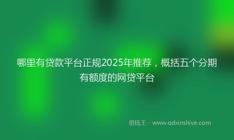 哪里有贷款平台正规2025年推荐，概括五个分期有额度的网贷平台