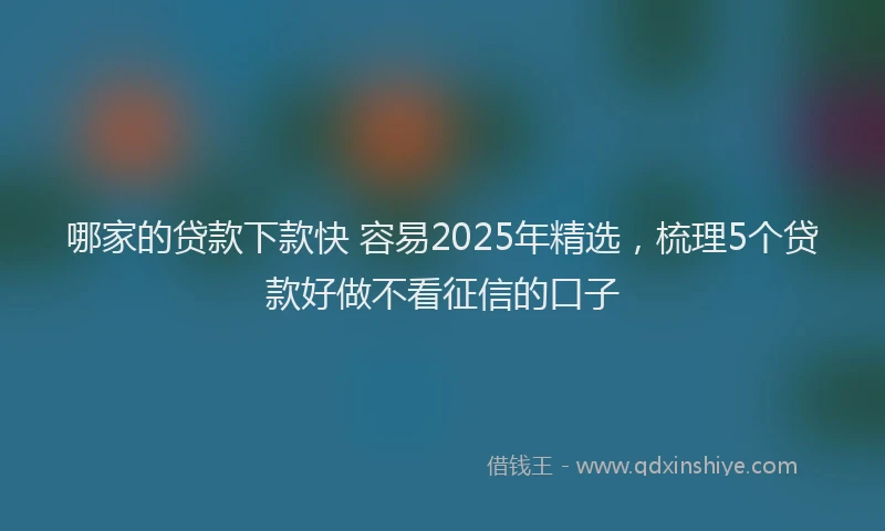 哪家的贷款下款快 容易2025年精选，梳理5个贷款好做不看征信的口子