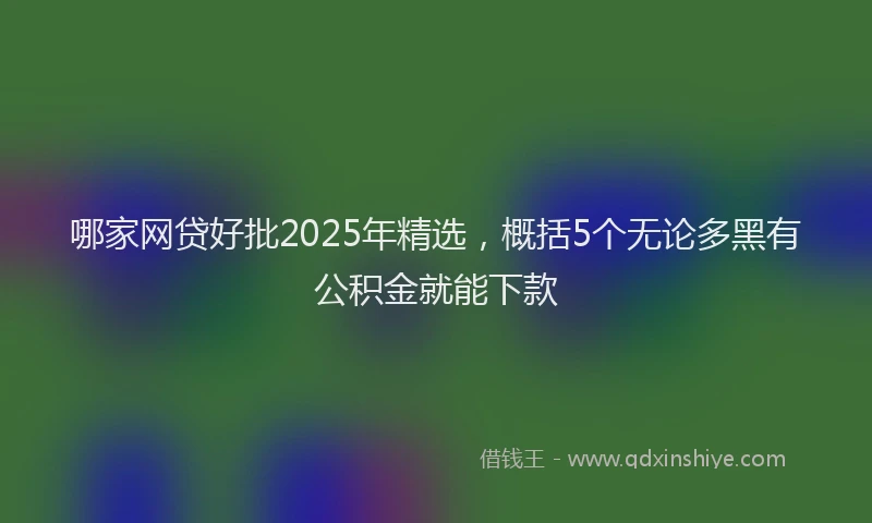 哪家网贷好批2025年精选，概括5个无论多黑有公积金就能下款