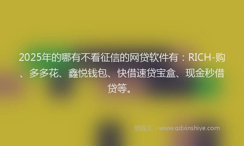 2025年的哪有不看征信的网贷软件有：RICH-购、多多花、鑫悦钱包、快借速贷宝盒、现金秒借贷等。