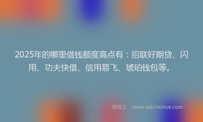 2025年的哪里借钱额度高点有：招联好期贷、闪用、功夫快借、信用易飞、琥珀钱包等。