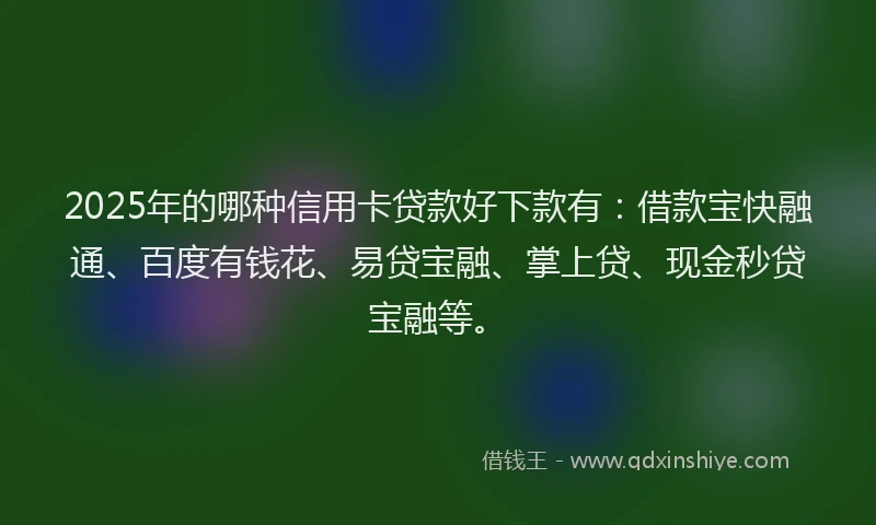 2025年的哪种信用卡贷款好下款有：借款宝快融通、百度有钱花、易贷宝融、掌上贷、现金秒贷宝融等。