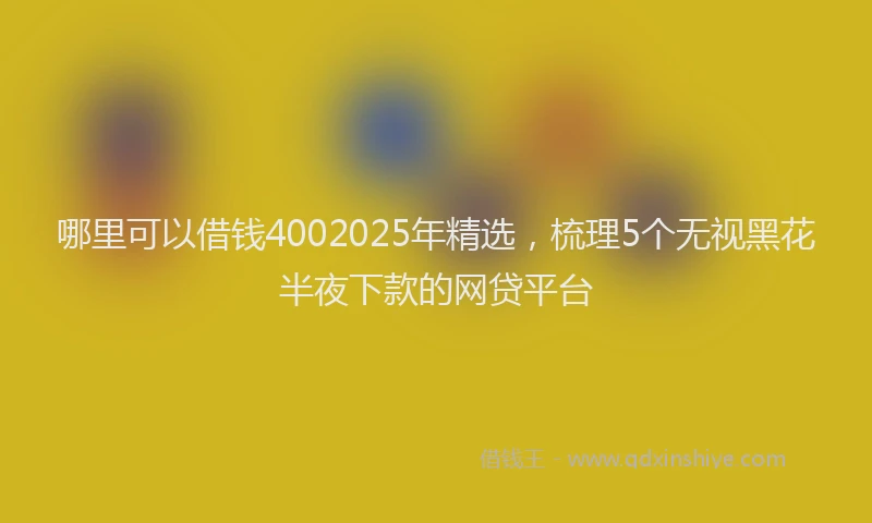 哪里可以借钱4002025年精选，梳理5个无视黑花半夜下款的网贷平台