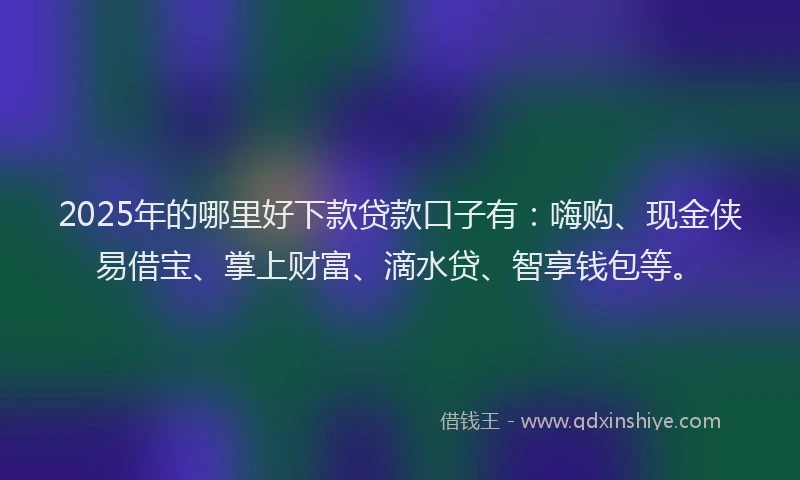 2025年的哪里好下款贷款口子有：嗨购、现金侠易借宝、掌上财富、滴水贷、智享钱包等。