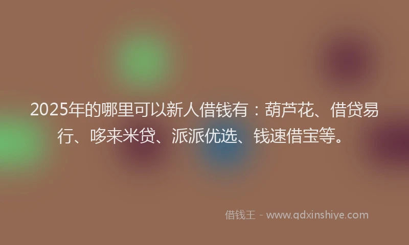 2025年的哪里可以新人借钱有：葫芦花、借贷易行、哆来米贷、派派优选、钱速借宝等。