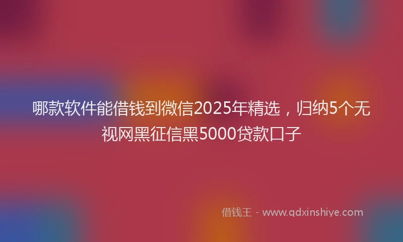 哪款软件能借钱到微信2025年精选，归纳5个无视网黑征信黑5000贷款口子